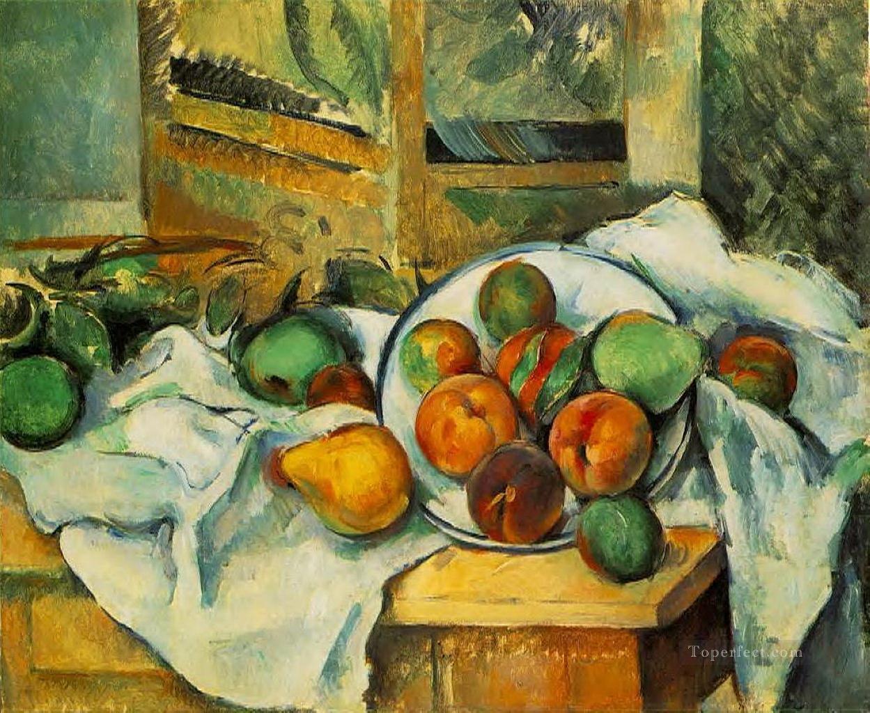 Servilleta de mesa y fruta Paul Cezanne Impresionismo bodegón Pintura al óleo
